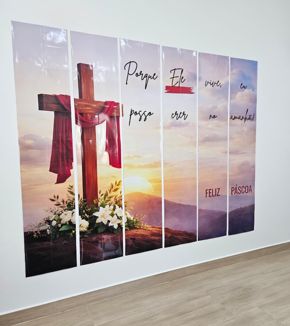 PAINEL DE PÁSCOA - PORQUE ELE VIVE - COLUNAS