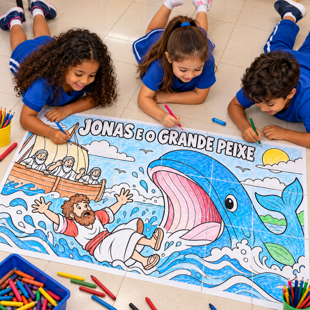 CARTAZ DE PINTURA COLETIVA – JONAS E O GRANDE PEIXE