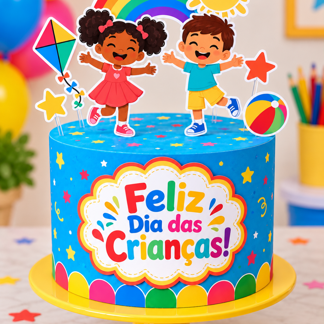 BOLO FAKE + TOPPER DIA DAS CRIANÇAS