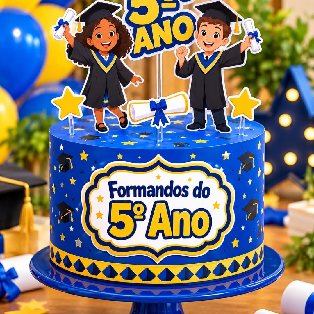 🎓 BOLO FAKE + TOPPER FORMANDOS DO 5º ANO